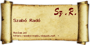Szabó Radó névjegykártya
